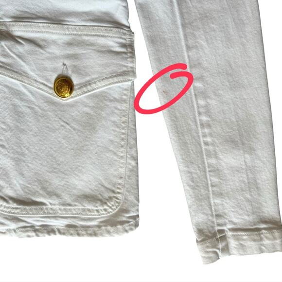 A.L.C. Women’s Amelia II White Denim Collared Gold One Button Blazer Jacket Sz 2 - Picture 11 of 14